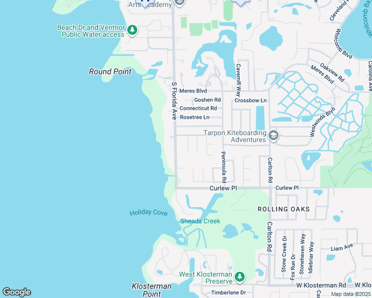 map of restaurants, bars, coffee shops, grocery stores, and more near 1014 Greenleaf Way in Tarpon Springs