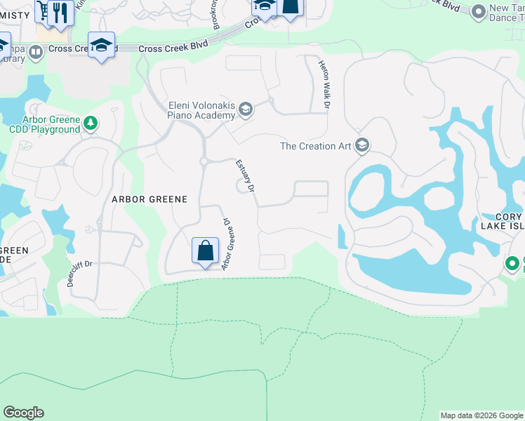 map of restaurants, bars, coffee shops, grocery stores, and more near 10230 Estuary Drive in Tampa