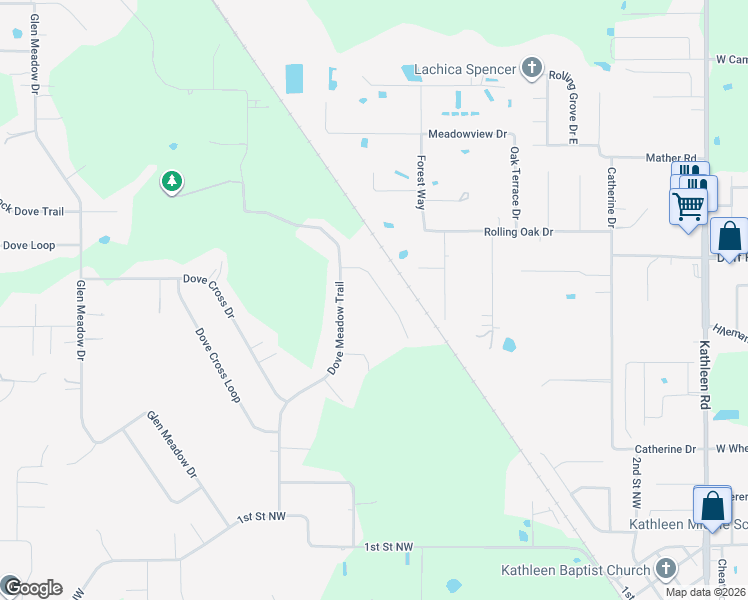 map of restaurants, bars, coffee shops, grocery stores, and more near 4448 Dove Meadow Lane in Lakeland