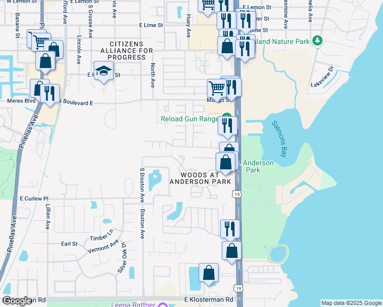 map of restaurants, bars, coffee shops, grocery stores, and more near 963 Sunrise Drive in Tarpon Springs