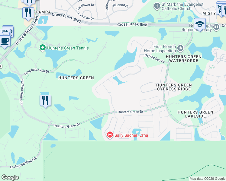 map of restaurants, bars, coffee shops, grocery stores, and more near 17819 Osprey Pointe Pl in Tampa