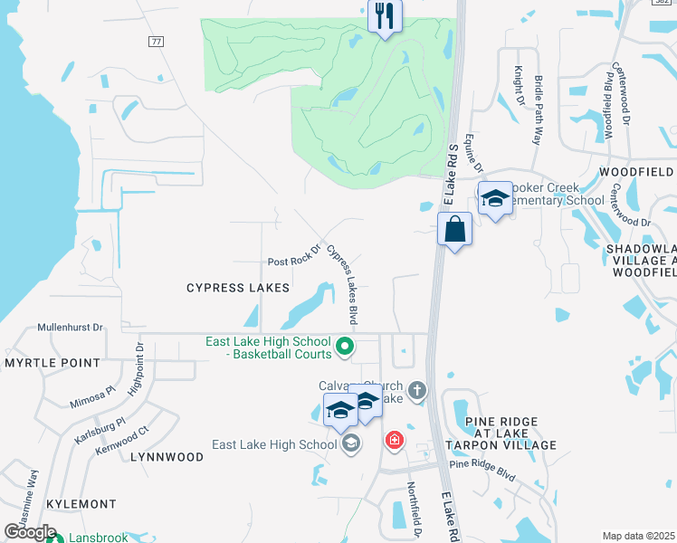map of restaurants, bars, coffee shops, grocery stores, and more near 2960 Cypress Pointe Court in Tarpon Springs