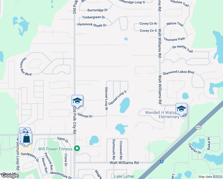 map of restaurants, bars, coffee shops, grocery stores, and more near 7120 Centerhill Drive in Lakeland