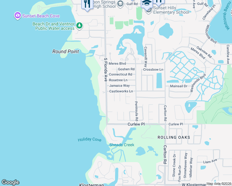 map of restaurants, bars, coffee shops, grocery stores, and more near 1003 Greenleaf Way in Tarpon Springs