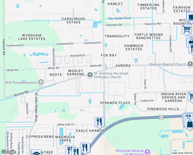 map of restaurants, bars, coffee shops, grocery stores, and more near 1680 Anson Road in Melbourne