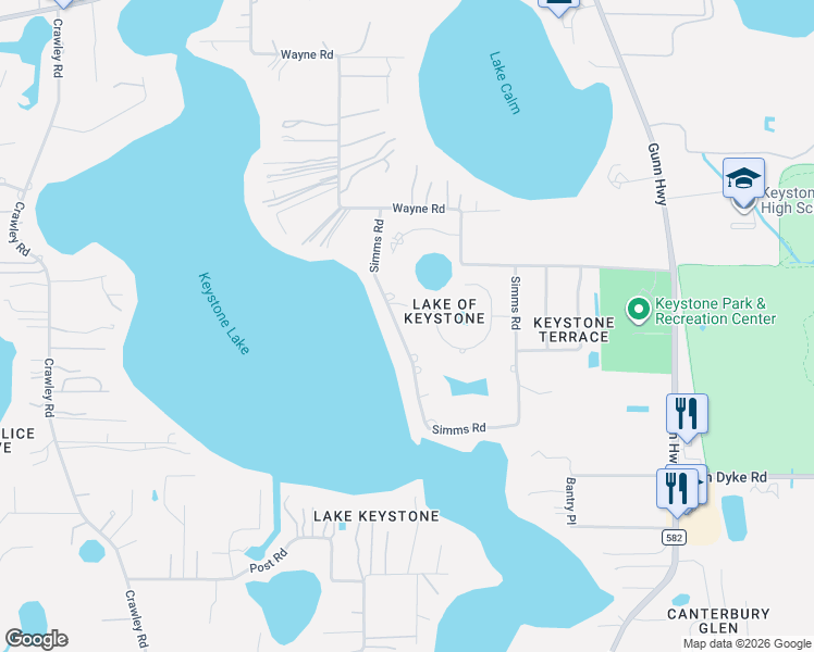 map of restaurants, bars, coffee shops, grocery stores, and more near 17913 Simms Road in Odessa