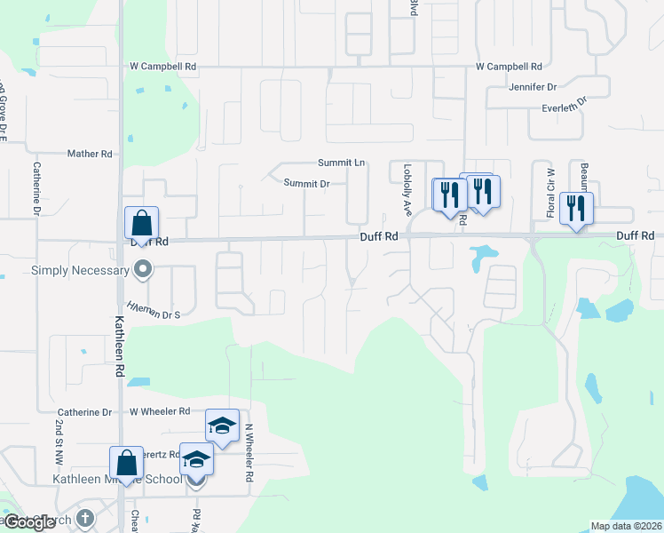 map of restaurants, bars, coffee shops, grocery stores, and more near 7124 Fox Chase Drive in Lakeland
