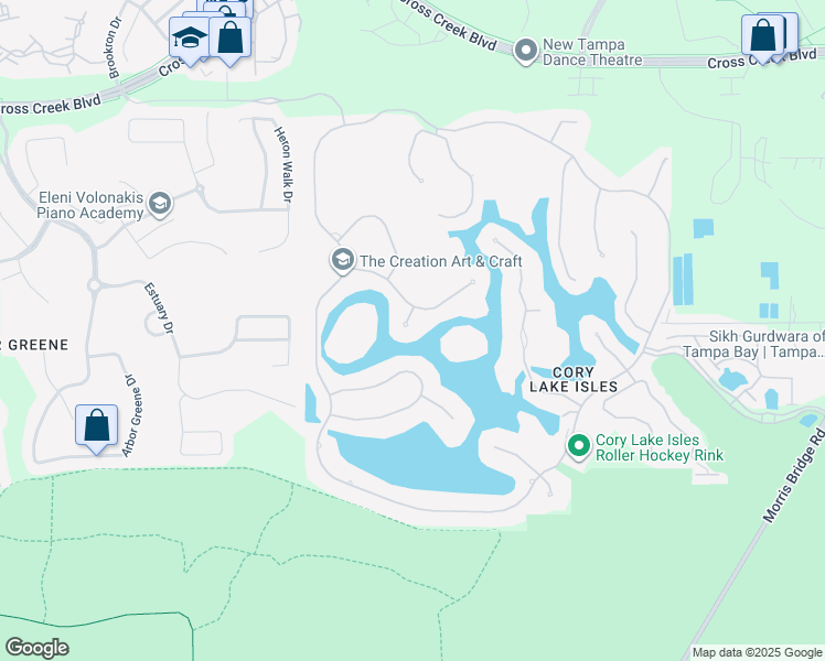 map of restaurants, bars, coffee shops, grocery stores, and more near 10603 Cayman Isle Court in Tampa