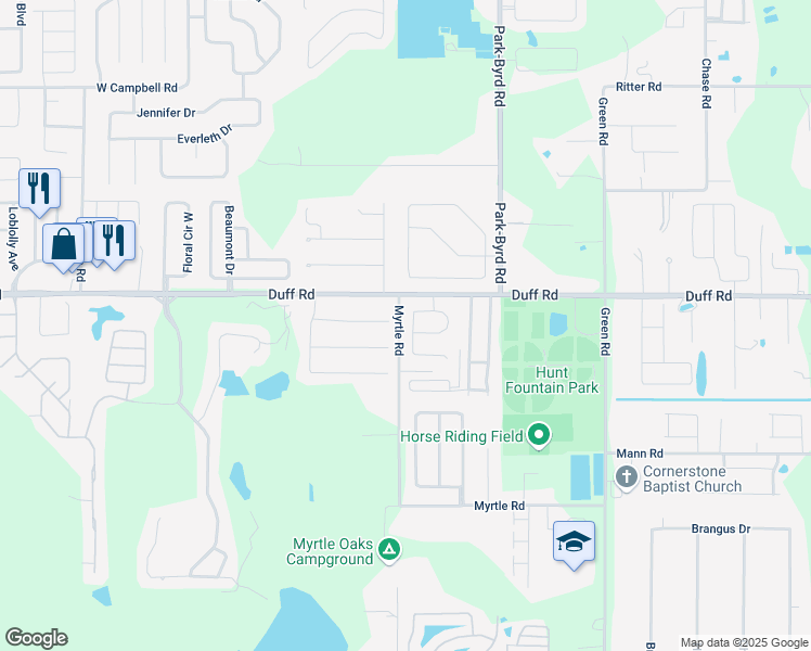 map of restaurants, bars, coffee shops, grocery stores, and more near 2305 York Place in Lakeland