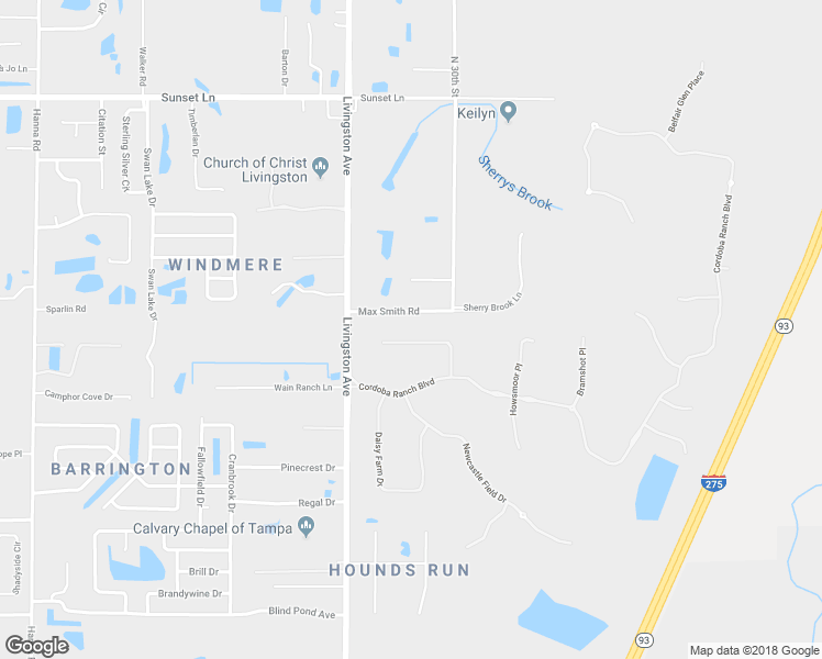 map of restaurants, bars, coffee shops, grocery stores, and more near 17919 Barn Close Drive in Lutz