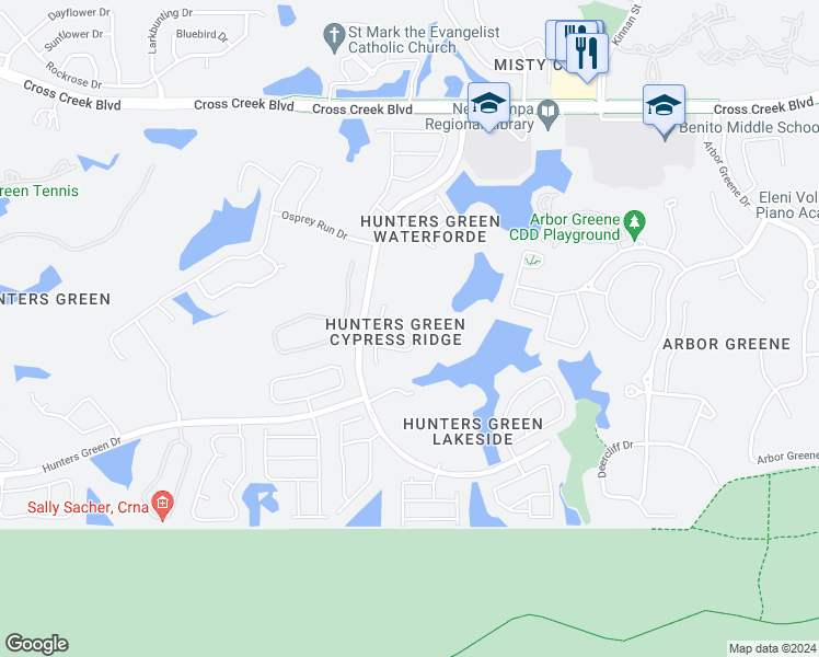 map of restaurants, bars, coffee shops, grocery stores, and more near 9321 Cypress Bend Drive in Tampa