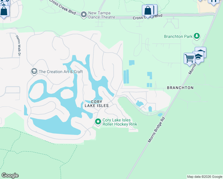 map of restaurants, bars, coffee shops, grocery stores, and more near 17907 Saint Croix Isle Drive in Tampa
