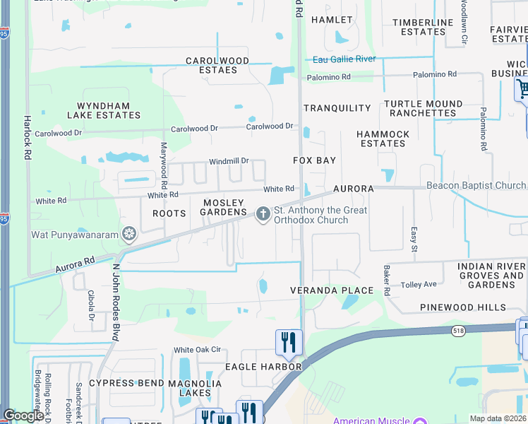 map of restaurants, bars, coffee shops, grocery stores, and more near 1680 Anson Road in Melbourne