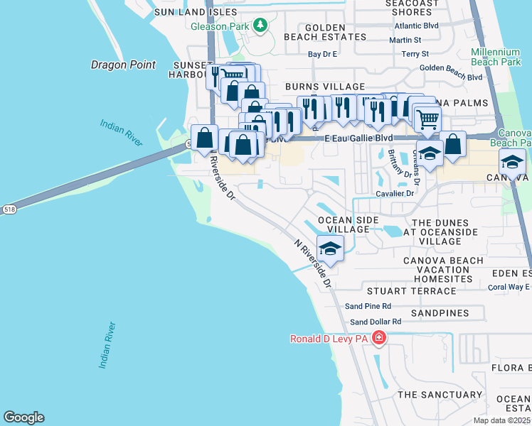 map of restaurants, bars, coffee shops, grocery stores, and more near 3629 Poseidon Way in Melbourne