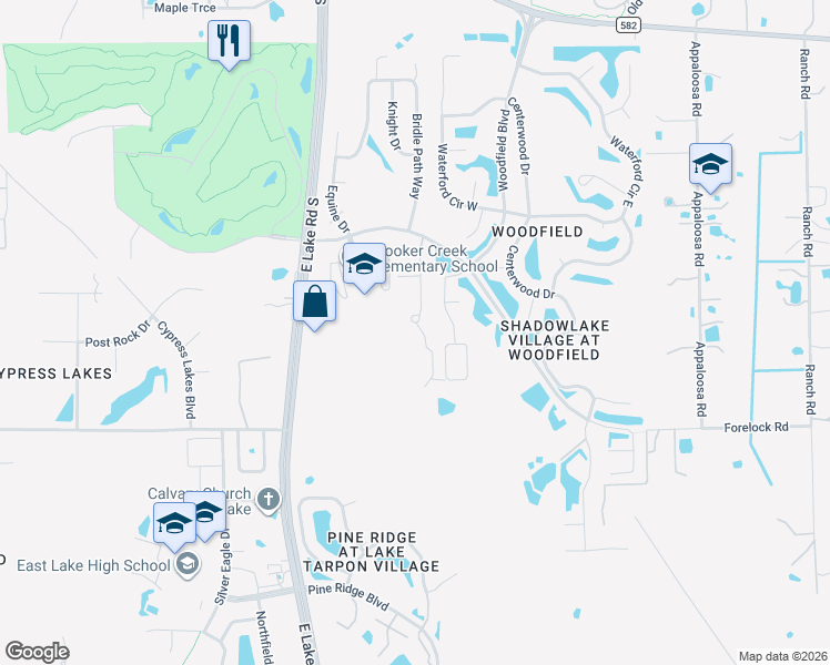 map of restaurants, bars, coffee shops, grocery stores, and more near 850 Crestridge Circle in Tarpon Springs