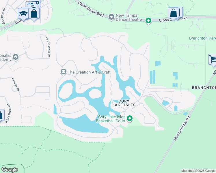 map of restaurants, bars, coffee shops, grocery stores, and more near 17932 Cachet Isle Drive in Tampa