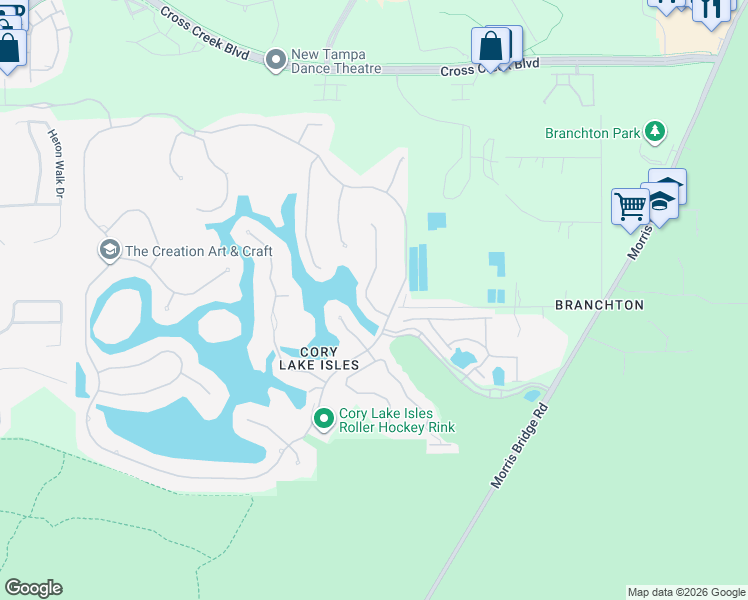 map of restaurants, bars, coffee shops, grocery stores, and more near 18009 Java Isle Drive in Tampa