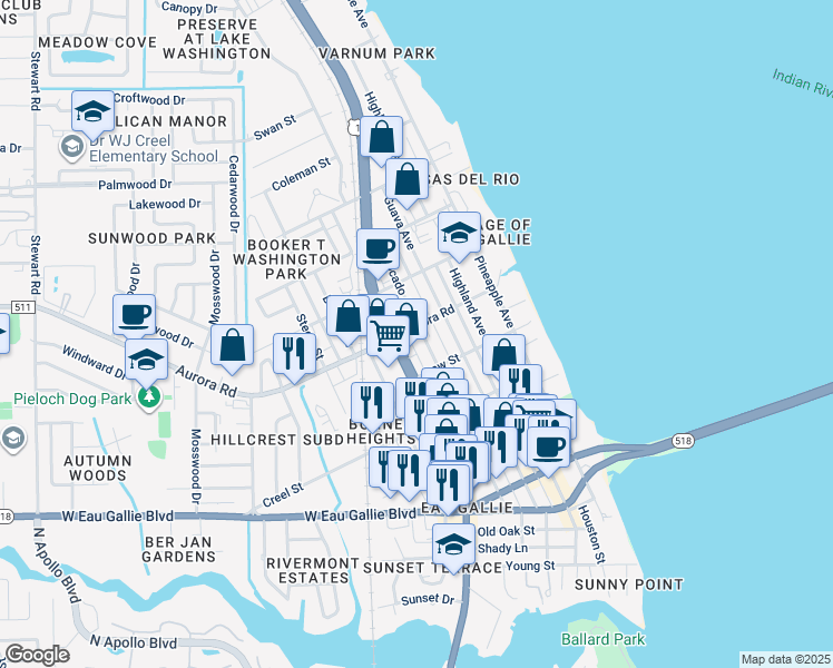 map of restaurants, bars, coffee shops, grocery stores, and more near in Melbourne