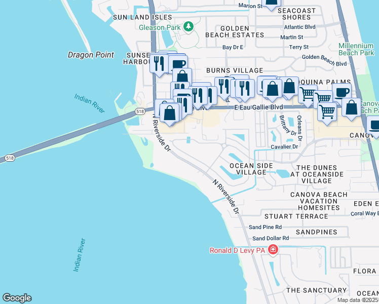 map of restaurants, bars, coffee shops, grocery stores, and more near 3590 Titanic Circle in Melbourne