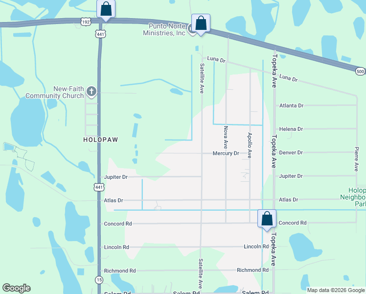 map of restaurants, bars, coffee shops, grocery stores, and more near 9085 Mercury Drive in Saint Cloud