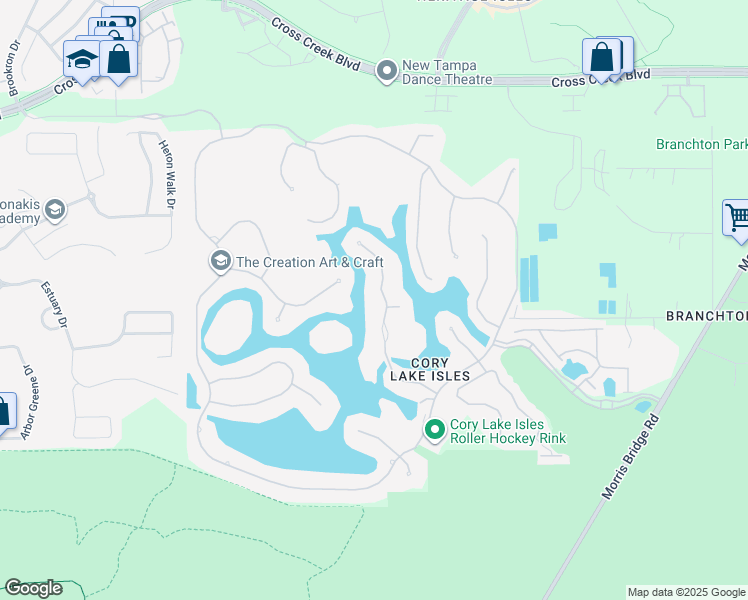 map of restaurants, bars, coffee shops, grocery stores, and more near 17932 Cachet Isle Drive in Tampa