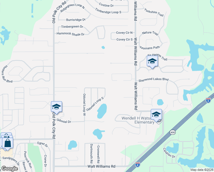 map of restaurants, bars, coffee shops, grocery stores, and more near 7241 Odoniel Loop South in Lakeland