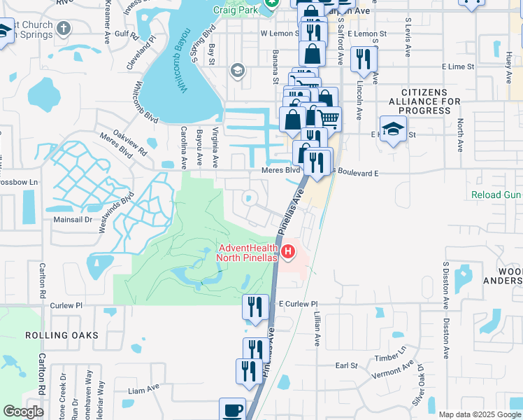 map of restaurants, bars, coffee shops, grocery stores, and more near 1603 Green Dolphin Boulevard in Tarpon Springs