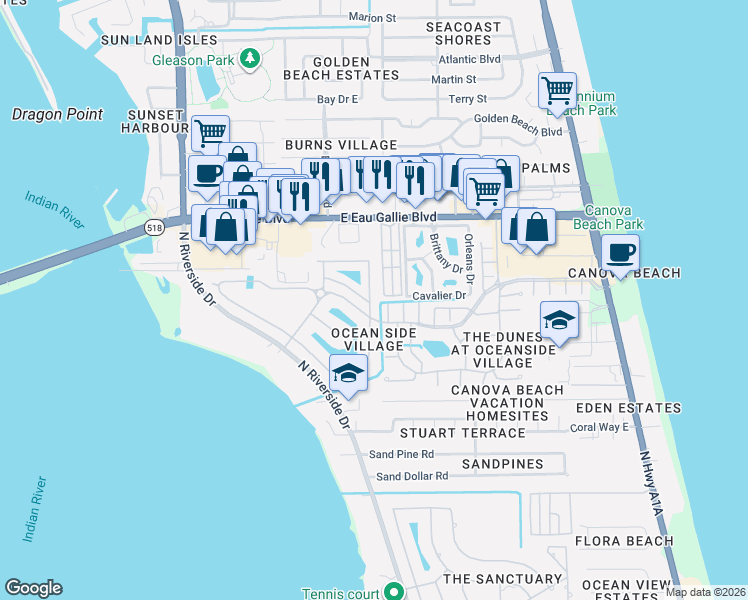 map of restaurants, bars, coffee shops, grocery stores, and more near 3271 Titanic Circle in Melbourne
