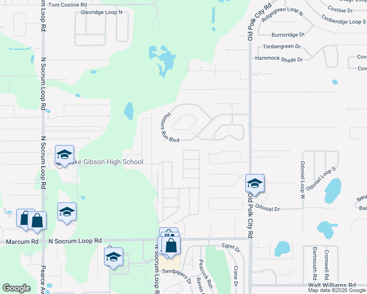 map of restaurants, bars, coffee shops, grocery stores, and more near 7043 Heatherbrook Drive in Lakeland