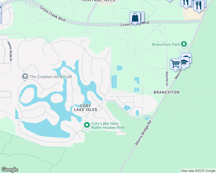 map of restaurants, bars, coffee shops, grocery stores, and more near 10947 Cory Lake Drive in Tampa