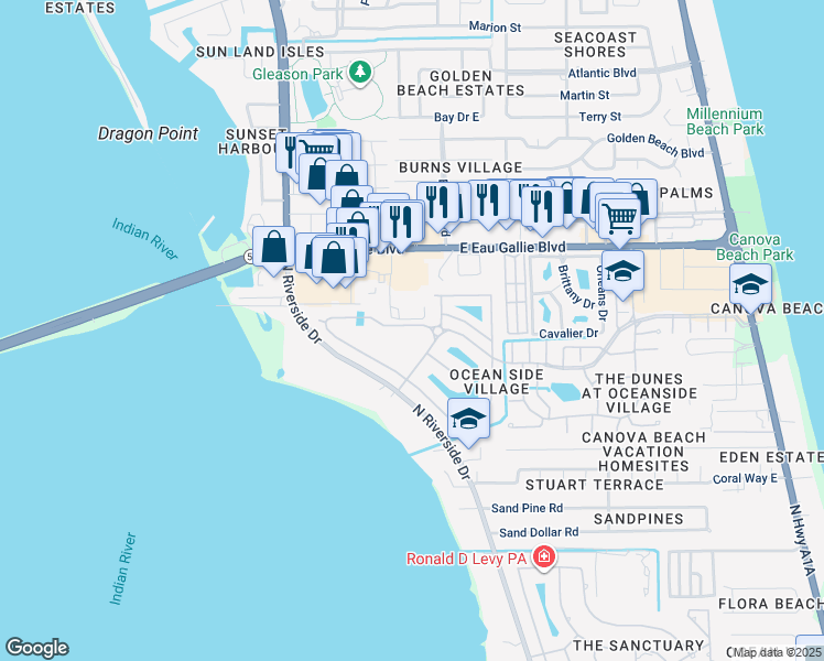 map of restaurants, bars, coffee shops, grocery stores, and more near 3970 Poseidon Way in Melbourne