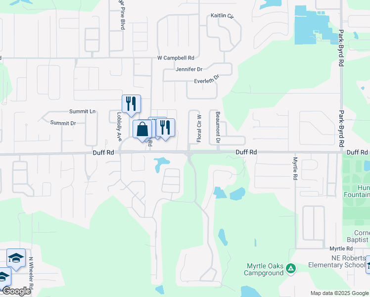 map of restaurants, bars, coffee shops, grocery stores, and more near 7306 Floral Circle West in Lakeland