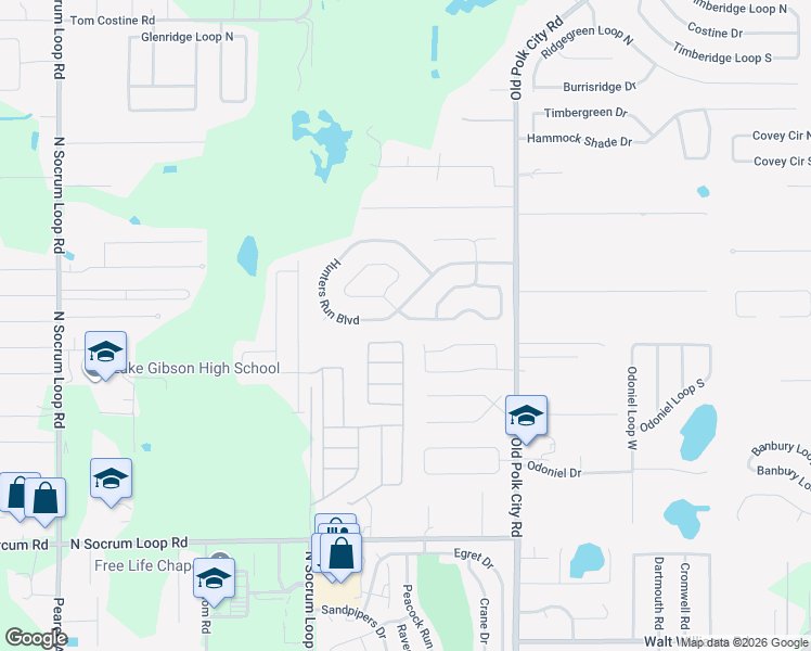 map of restaurants, bars, coffee shops, grocery stores, and more near 787 Bryson Loop in Lakeland