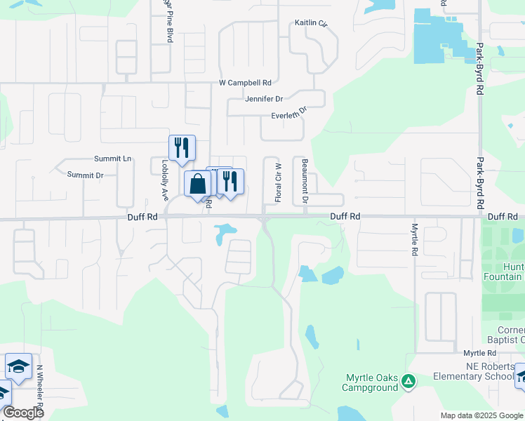 map of restaurants, bars, coffee shops, grocery stores, and more near 7420 Floral Circle in Lakeland