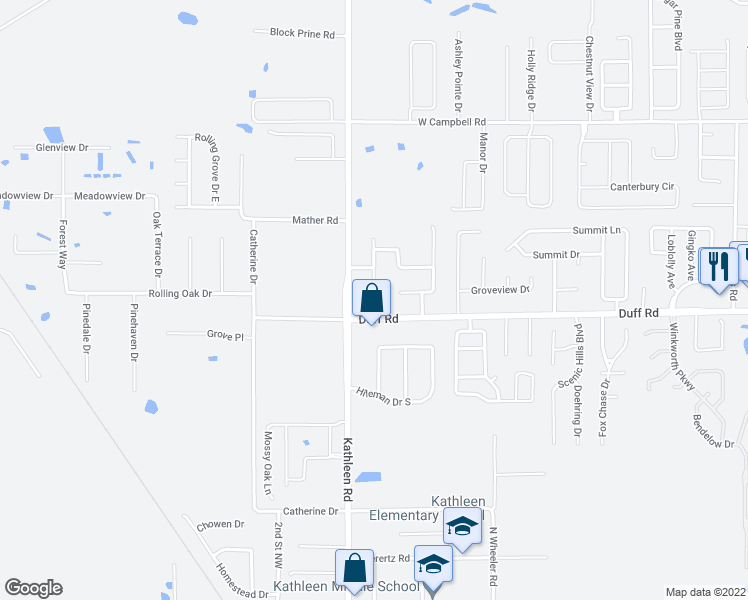 map of restaurants, bars, coffee shops, grocery stores, and more near 7401 Willow Wisp Drive West in Lakeland
