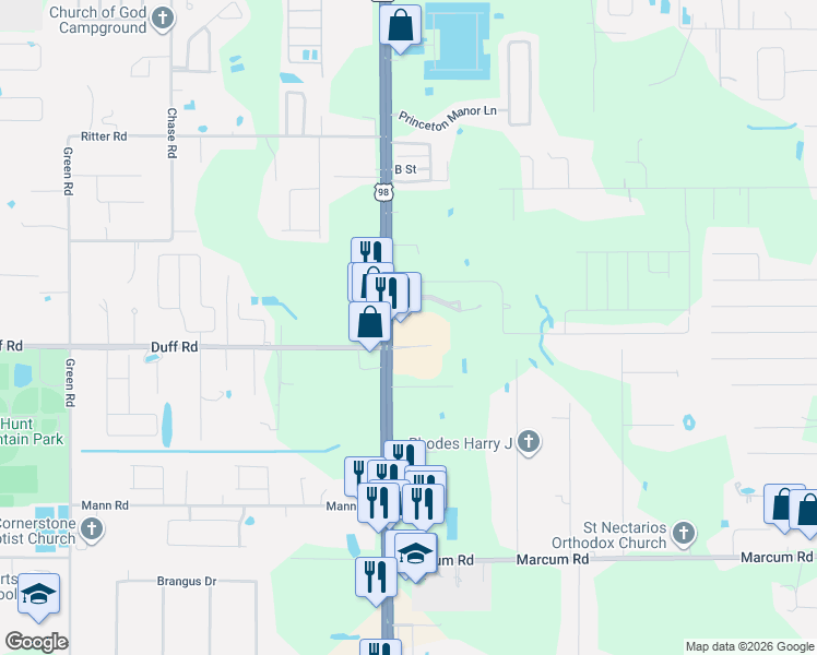 map of restaurants, bars, coffee shops, grocery stores, and more near 7387 U.S. 98 in Lakeland
