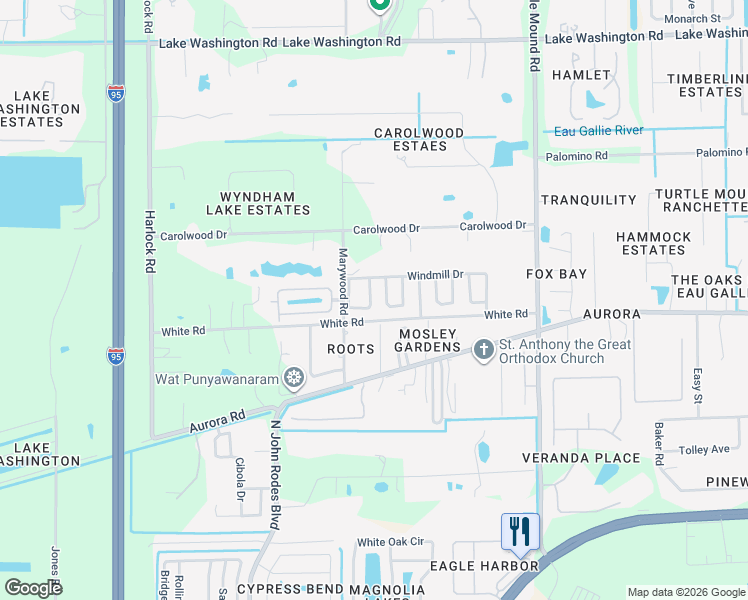 map of restaurants, bars, coffee shops, grocery stores, and more near 13 Pepper Drive in Melbourne