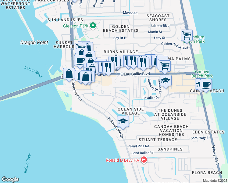 map of restaurants, bars, coffee shops, grocery stores, and more near 3551 Titanic Circle in Melbourne