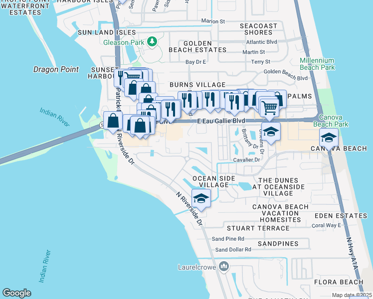 map of restaurants, bars, coffee shops, grocery stores, and more near 3551 Titanic Circle in Melbourne