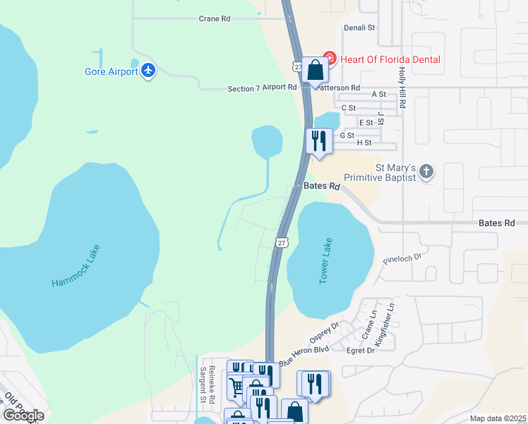 map of restaurants, bars, coffee shops, grocery stores, and more near 37048 U.S. 27 in Haines City