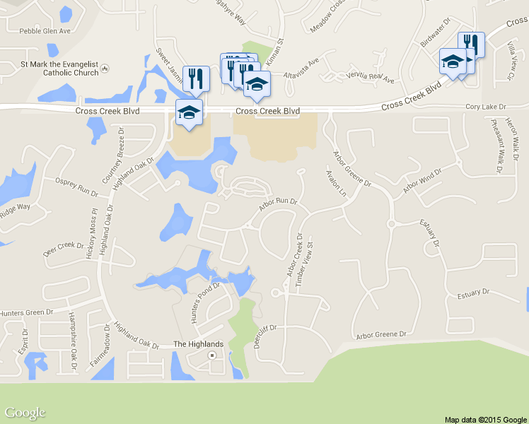 map of restaurants, bars, coffee shops, grocery stores, and more near 10192 Arbor Run Drive in Tampa