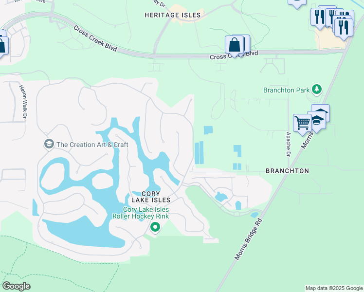map of restaurants, bars, coffee shops, grocery stores, and more near 18033 Java Isle Drive in Tampa