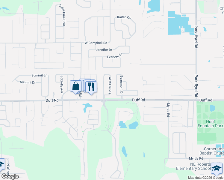 map of restaurants, bars, coffee shops, grocery stores, and more near 7411 Floral Circle West in Lakeland