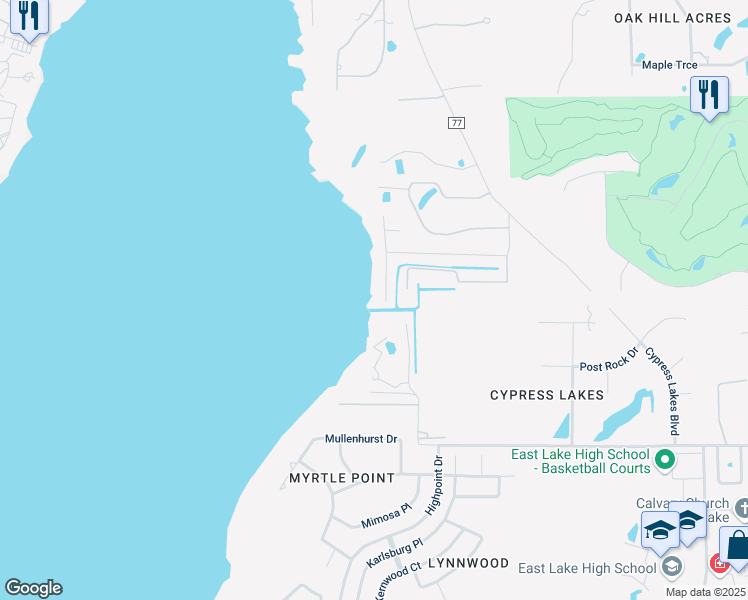 map of restaurants, bars, coffee shops, grocery stores, and more near 710 George Street South in Tarpon Springs