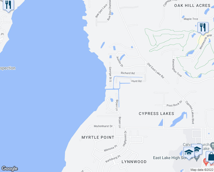map of restaurants, bars, coffee shops, grocery stores, and more near 710 George Street South in Tarpon Springs