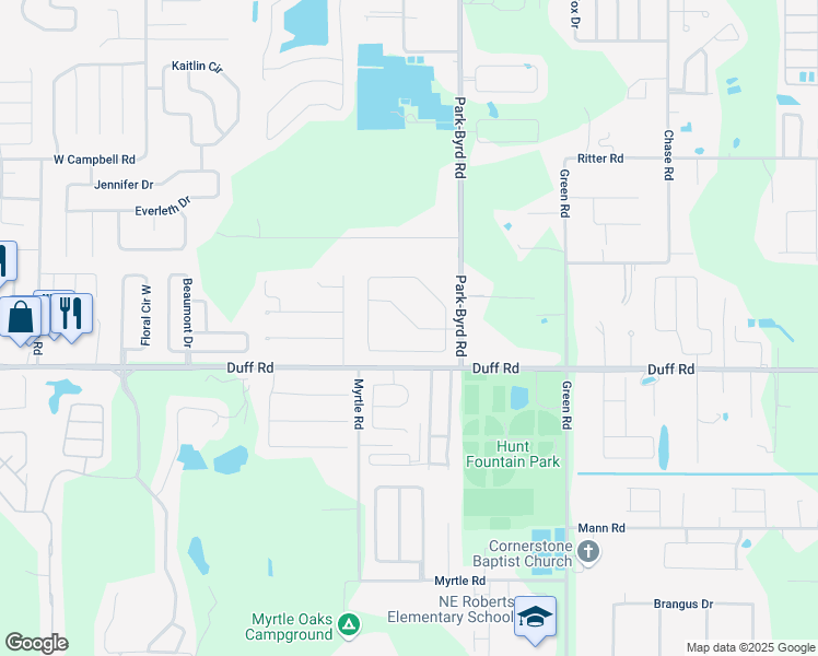 map of restaurants, bars, coffee shops, grocery stores, and more near 2174 Hunters Greene Drive in Lakeland