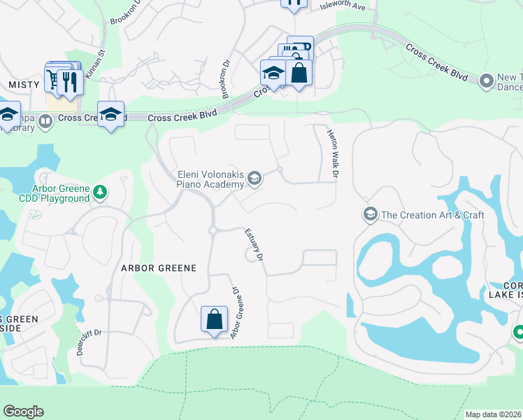 map of restaurants, bars, coffee shops, grocery stores, and more near 10221 Timberland Point Drive in Tampa