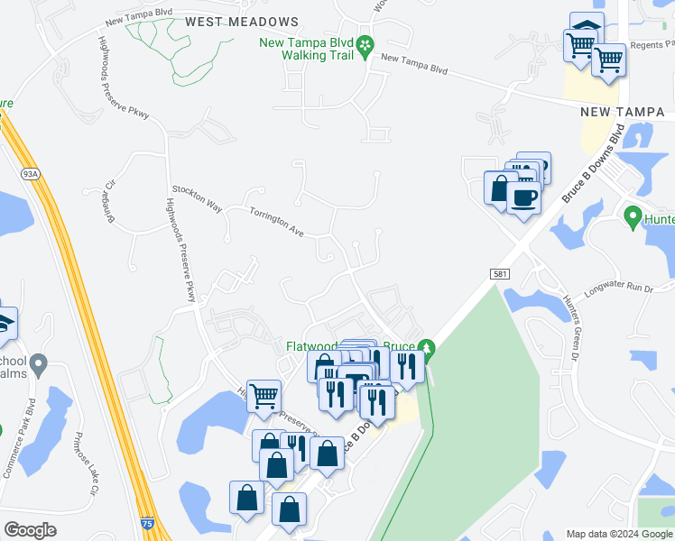 map of restaurants, bars, coffee shops, grocery stores, and more near 8426 Fenwick Avenue in Tampa