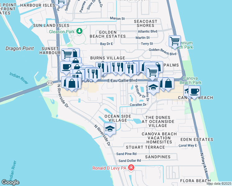 map of restaurants, bars, coffee shops, grocery stores, and more near 3431 Titanic Circle in Melbourne