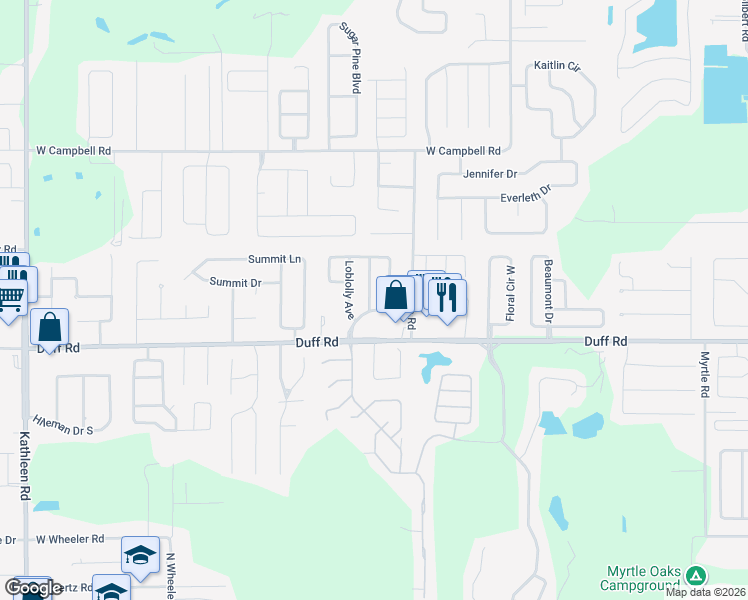 map of restaurants, bars, coffee shops, grocery stores, and more near 7407 Gingko Avenue in Lakeland